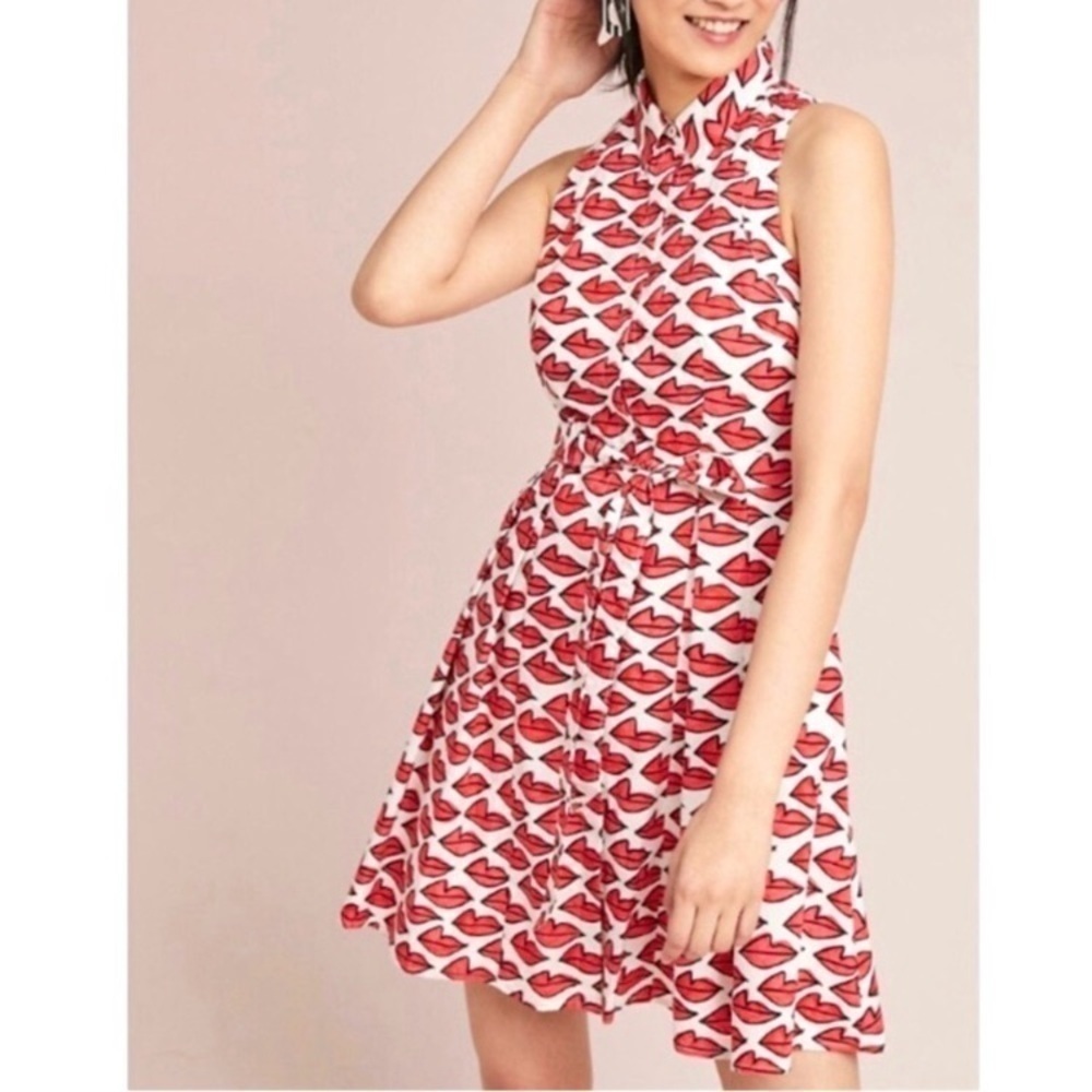 Ann Howell Bullard x Anthropologie Smooched Sleeveless Dress Midi Size 0